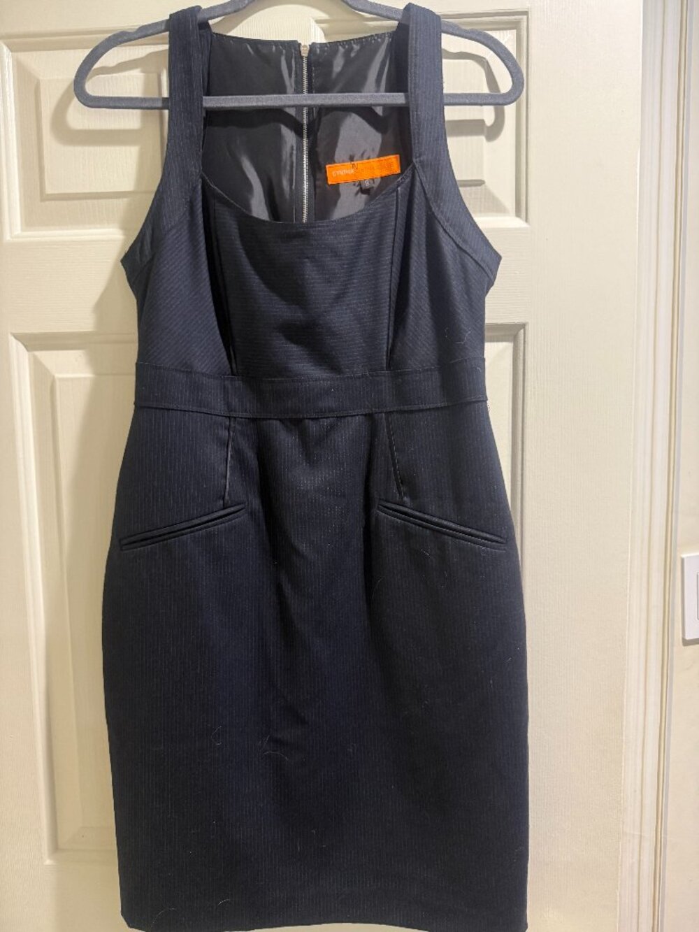 Cynthia Steffe Pinstripe Pinafore Sheath Dress - Size 8 EUC